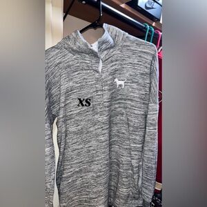 PINK Victoria's Secret Gray Space-Dye Quarter Zip Pullover